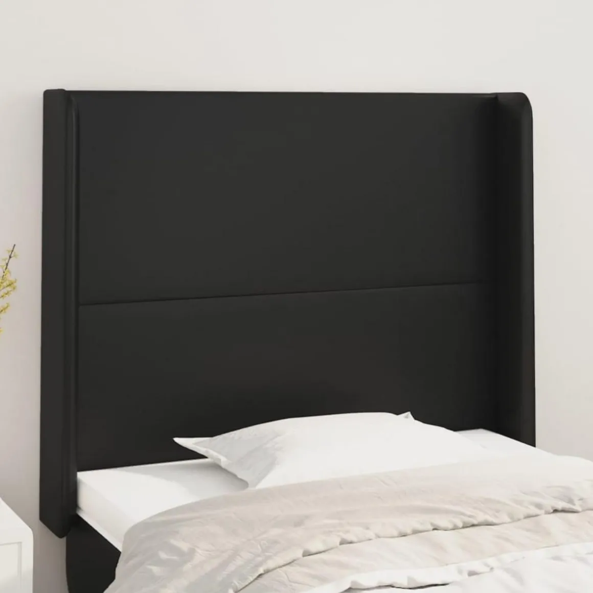 Tete de lit avec oreilles Noir 83x16x118/128 cm Similicuir