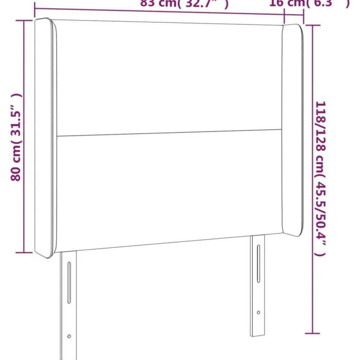 Tete de lit avec oreilles Noir 83x16x118/128 cm Similicuir