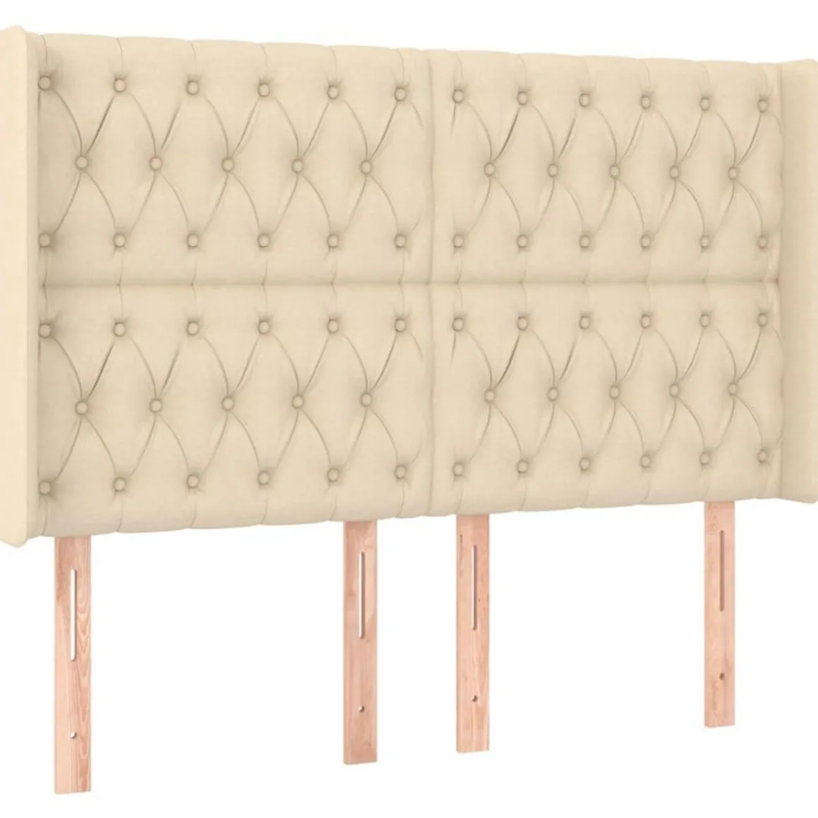 Tete de lit avec oreilles Creme 163x16x118/128 cm Tissu