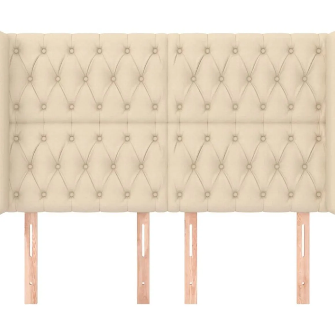 Tete de lit avec oreilles Creme 163x16x118/128 cm Tissu