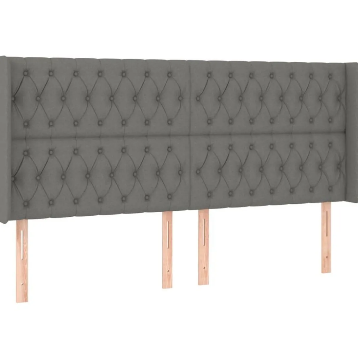 Tete de lit avec oreilles Gris fonce 183x16x118/128 cm Tissu