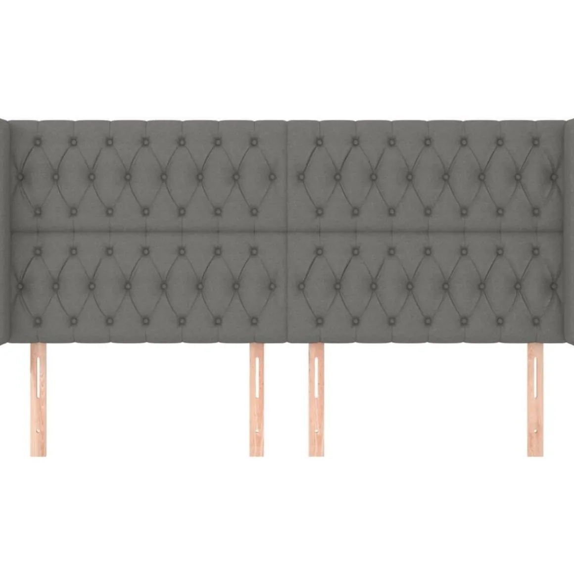 Tete de lit avec oreilles Gris fonce 183x16x118/128 cm Tissu