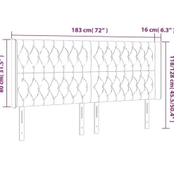 Tete de lit avec oreilles Gris fonce 183x16x118/128 cm Tissu
