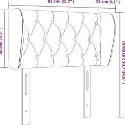 Tete de lit avec oreilles Marron Fonce 83x23x78/88 cm Tissu