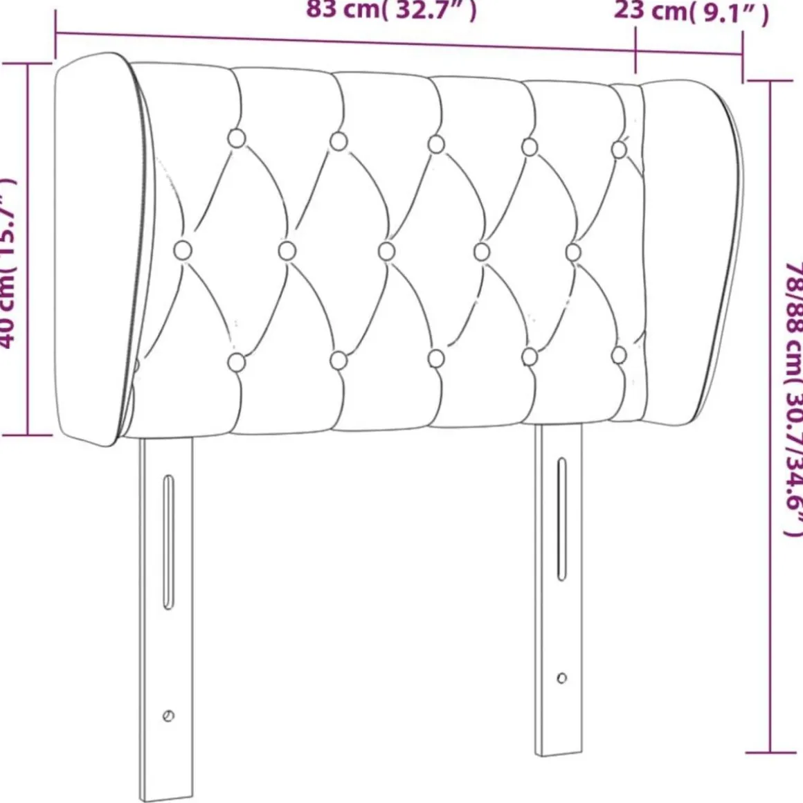 Tete de lit avec oreilles Marron Fonce 83x23x78/88 cm Tissu