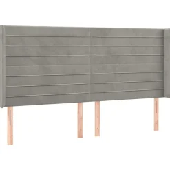 Tete de lit avec oreilles Gris clair 183x16x118/128 cm Velours