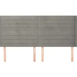 Tete de lit avec oreilles Gris clair 183x16x118/128 cm Velours