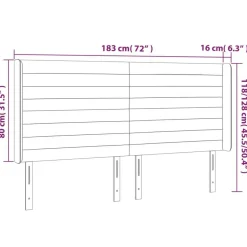 Tete de lit avec oreilles Gris clair 183x16x118/128 cm Velours