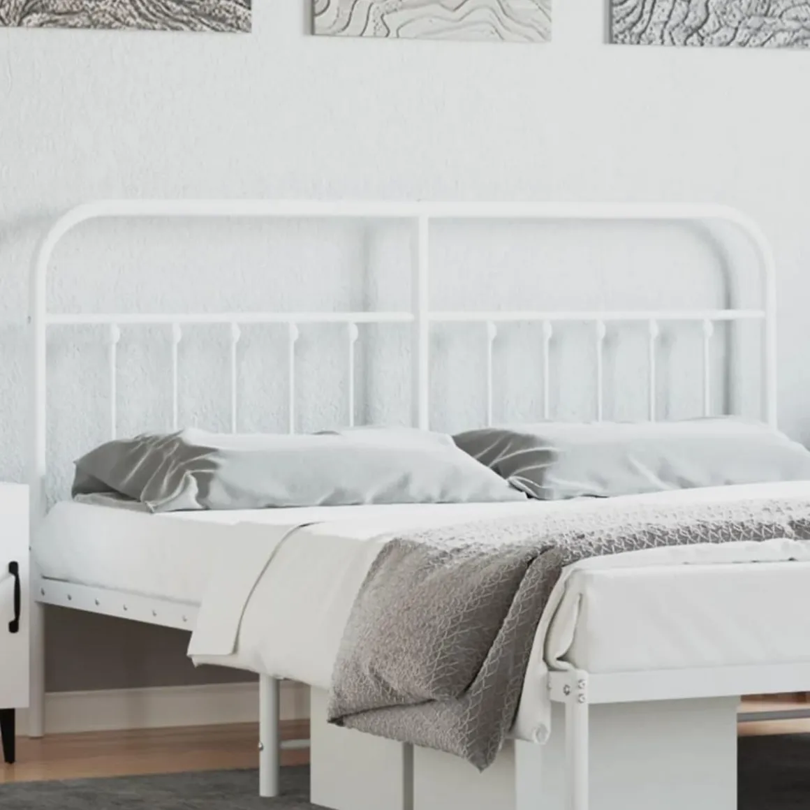 Tete de lit metal blanc 180 cm