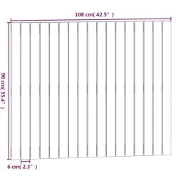 Tete de lit murale Gris 108x3x90 cm Bois massif de pin
