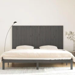 Tete de lit murale Gris 204x3x110 cm Bois massif de pin