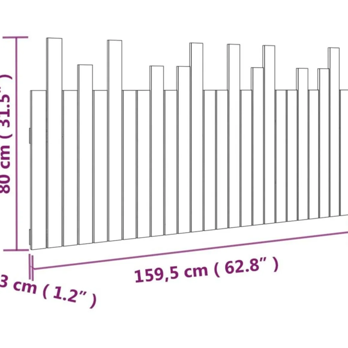 Tete de lit murale Marron miel 159,5x3x80 cm Bois massif de pin