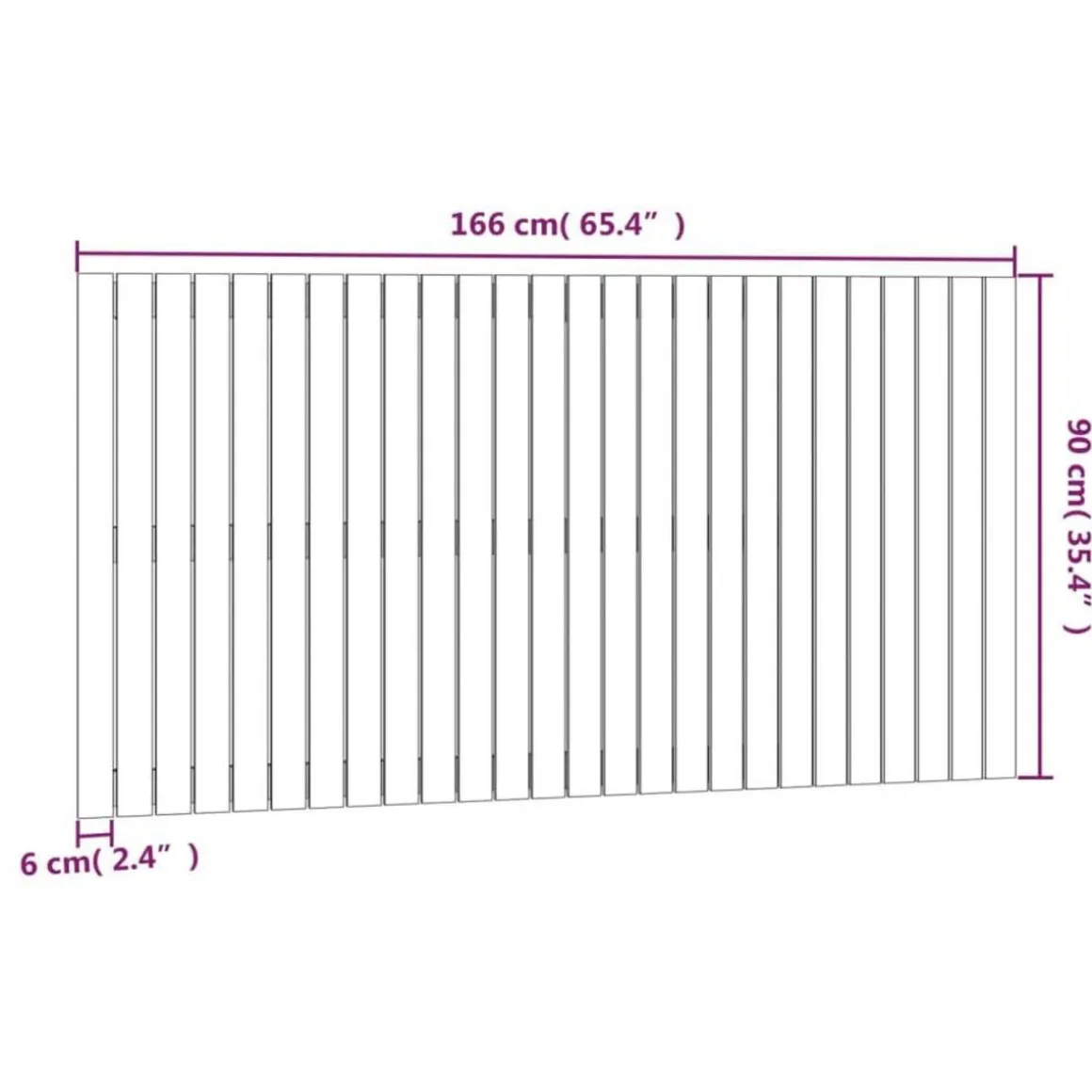 Tete de lit murale Marron miel 166x3x90 cm Bois massif de pin