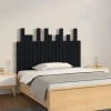 Tete de lit murale Noir 108x3x80 cm Bois massif de pin