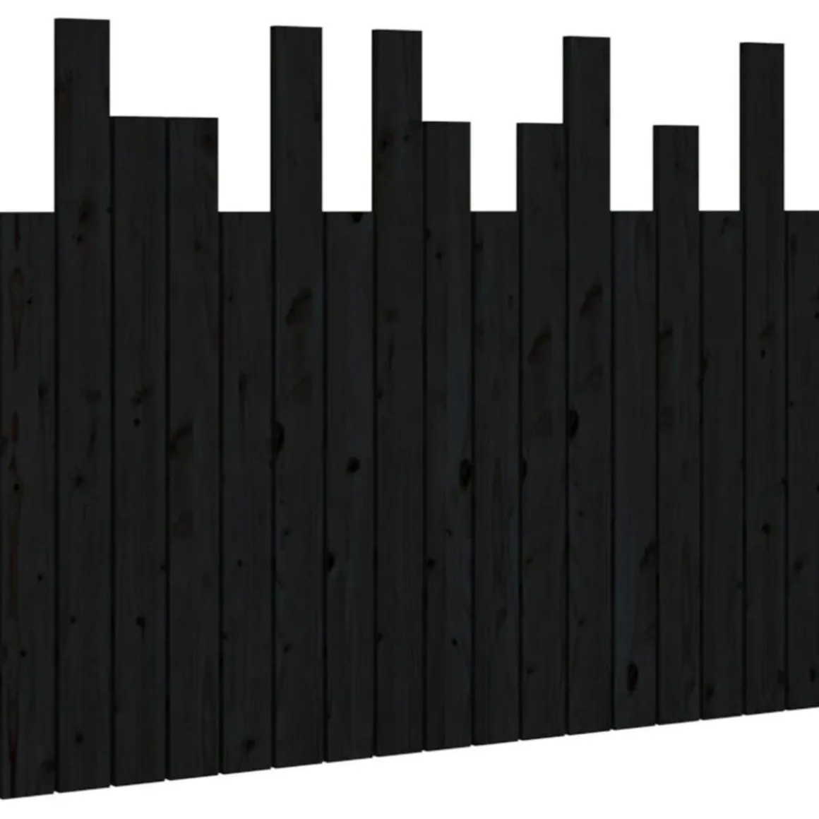 Tete de lit murale Noir 108x3x80 cm Bois massif de pin