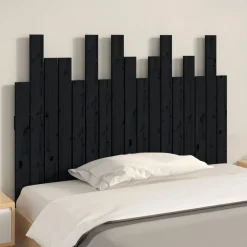 Tete de lit murale Noir 108x3x80 cm Bois massif de pin