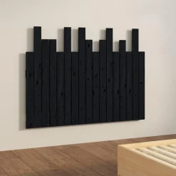 Tete de lit murale Noir 108x3x80 cm Bois massif de pin