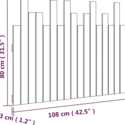 Tete de lit murale Noir 108x3x80 cm Bois massif de pin