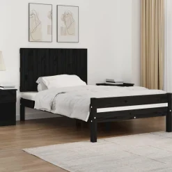 Tete de lit murale Noir 108x3x60 cm Bois massif de pin