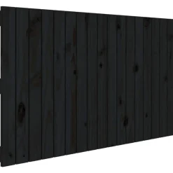 Tete de lit murale Noir 108x3x60 cm Bois massif de pin