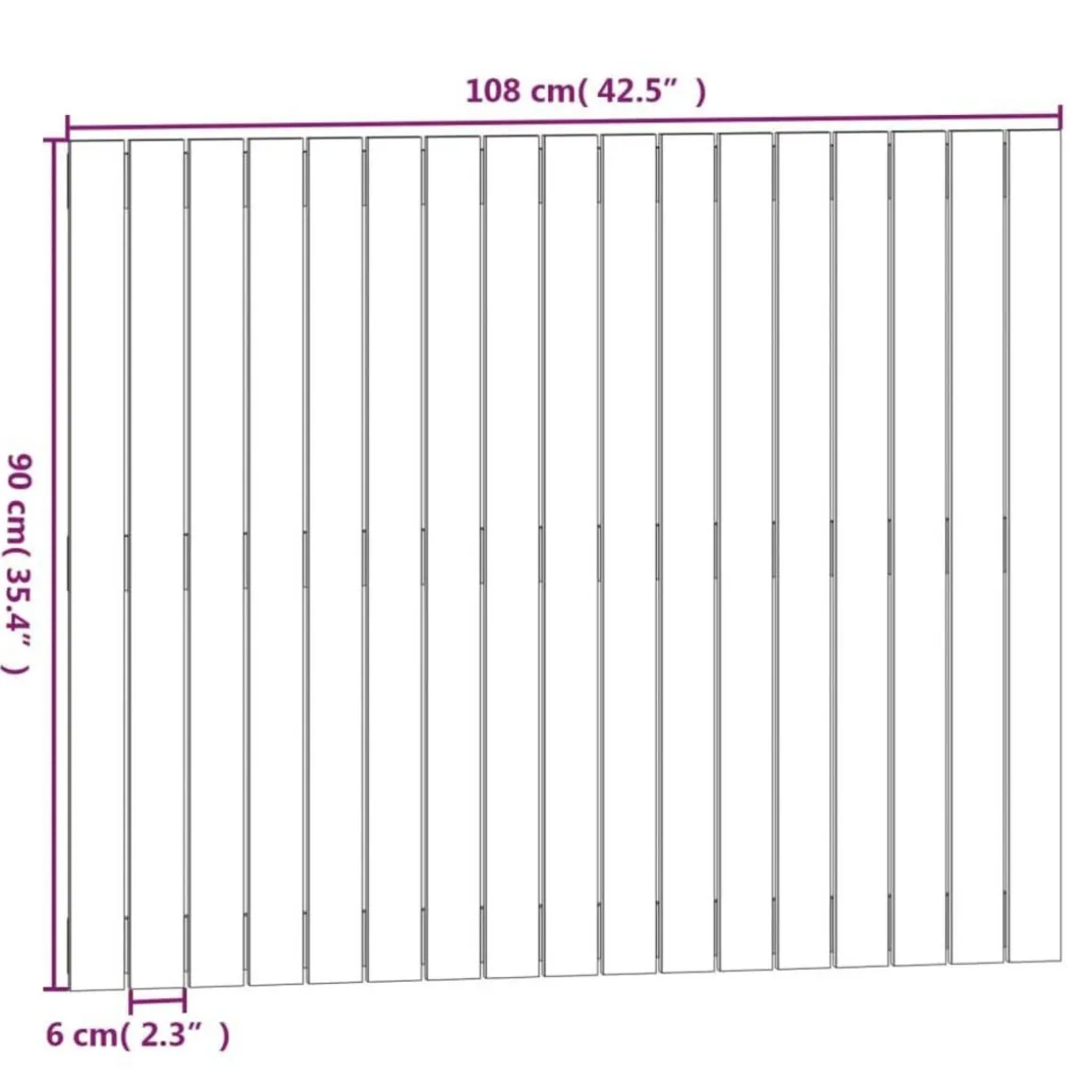 Tete de lit murale 108x3x90 cm Bois massif de pin