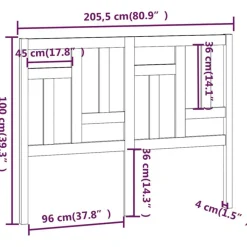 Tete de lit Noir 205,5x4x100 cm Bois massif de pin