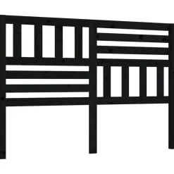 Tete de lit Noir 146x4x100 cm Bois massif de pin