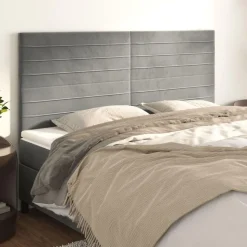 Tetes de lit 4 pcs Gris clair 80x5x78/88 cm Velours