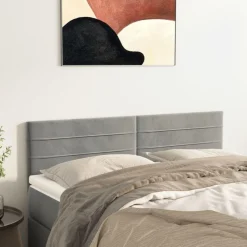 Tetes de lit 2 pcs Gris clair 72x5x78/88 cm Velours