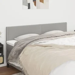 Tetes de lit 2 pcs Gris clair 100x5x78/88 cm Tissu