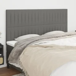 Tetes de lit 4 pcs Gris fonce 100x5x78/88 cm Tissu