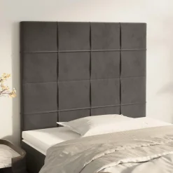 Tetes de lit 2 pcs Gris fonce 80x5x78/88 cm Velours