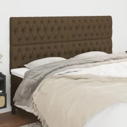 Tetes de lit 4 pcs Marron Fonce 100x7x78/88 cm Tissu