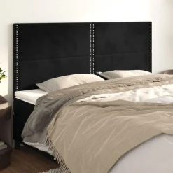 Tetes de lit 4 pcs Noir 100x5x78/88 cm Velours