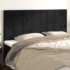 Tetes de lit 4 pcs Noir 100x5x78/88 cm Velours