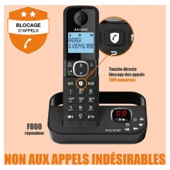 Téléphone sans fil F860 Voice Noir