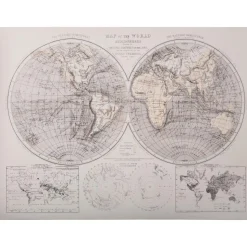 Toile murale impression Monde - L. 58 x H. 78 cm - Marron