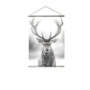 Toile murale imprimée cerf - 90 x 130 cm - Noir et blanc