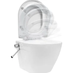 Toilette murale sans bord a fonction de bidet Ceramique Blanc