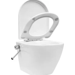 Toilette murale sans bord a fonction de bidet Ceramique Blanc