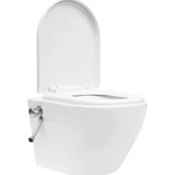 Toilette murale sans bord a fonction de bidet Ceramique Blanc