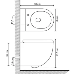 Toilette murale sans bord a fonction de bidet Ceramique Blanc