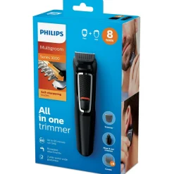 Tondeuse barbe et cheveux 8-en-1 sans fil Multigroom series 3000 - Noir