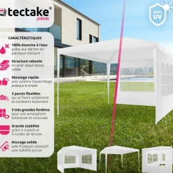 Tonnelle Baraban 3 x 3 m avec 3 éléments latéraux