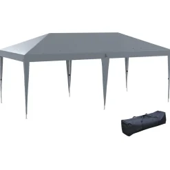 Tonnelle barnum de jardin pop-up pliant 5,85L x 2,95l x 2,7H m sac inclus acier époxy oxford haute densité gris