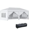 Tonnelle barnum pliant pop-up imperméabilisé 5,85L x 2,95l x 2,7H m 6 parois latérales amovibles 4 fenêtres + sac de transport blanc