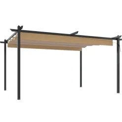 Tonnelle de jardin avec toit retractable 4x3 m Taupe