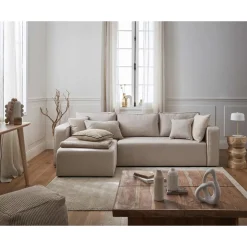 Topaze - canapé d'angle réversible - 4 places - convertible avec coffre - en tissu