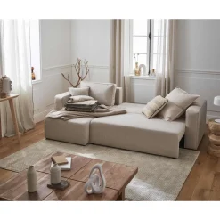 Topaze - canapé d'angle réversible - 4 places - convertible avec coffre - en tissu