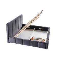 Torreon - lit coffre - 180x200 - sommier inclus - en velours